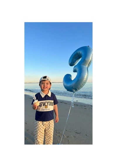 Poala Kids Damalı Balloon Jeans Bej