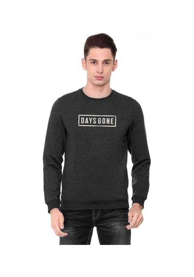 Days Gone Logo Baskılı Füme Antrasit Erkek Örme Sweatshirt