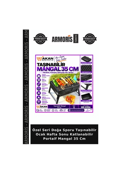 Özel Seri Doğa Sporu Taşınabilir Ocak Hafta Sonu Katlanabilir Portaif Mangal 35 Cm Çok Renkli