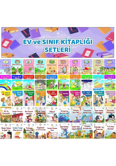 1.sınıf Ev Ve Sınıf Kitaplığı İçin Büyük Boy Eğlenceli 50 Li Hikaye Seti 16 Yaprak