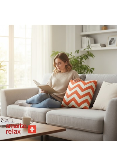 Smarto Relax Içi Dolgulu Kırlent 45x45 Cm Kare Salon & Berjer Kırlenti Beyaz - Turuncu