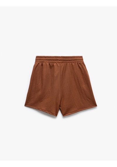 Koton Regular Fit Cepli Beli Bağcıklı Normal Paça Mini Şort Kahverengi 5sak70036ek Kahve