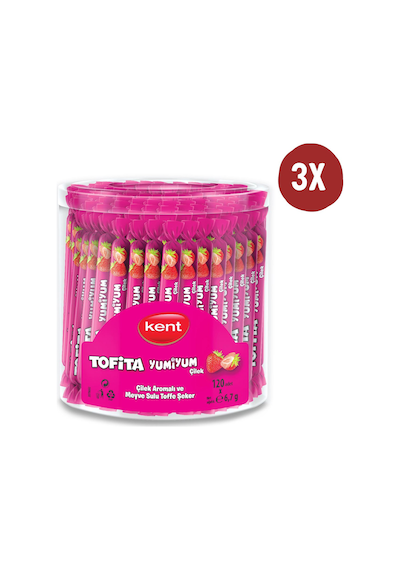 Kent Tofita Yumiyum Yumuşak Şeker Çilek 6.7 G 3 x 120 Adet