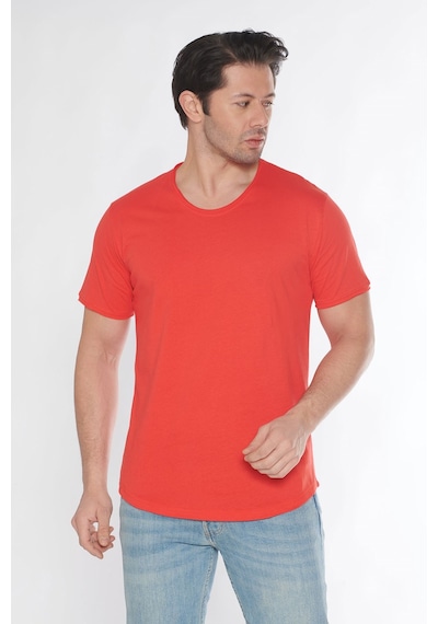 Black Horn Erkek Geniş Yaka %100 Pamuk Salaş T-shirt Kırmızı