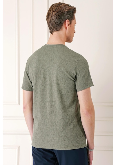 Efor Slim Fit Bisiklet Yaka Sıva Dokuma Pamuklu Haki Tişört Ts 882 Haki