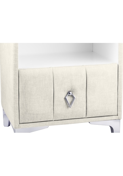 Singular Silver Iki Çekmeceli Kırık Beyaz Komodin- Raflı Kumaş Döşemeli Yatak Odası Komodin Modeli Singular Silver Iki Çekmeceli Kırık Beyaz Komodin- Raflı Kumaş Döşemeli Yatak Odası Komodin Modeli