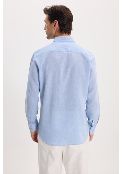 Tudors Erkek Regular Fit Klasik Kesim Oversize Pamuklu Keten Doku Düğmeli Yaka Mavi Gömlek-42585 Tudors Erkek Regular Fit Klasik Kesim Oversize Pamuklu Keten Doku Düğmeli Yaka Mavi Gömlek-42585