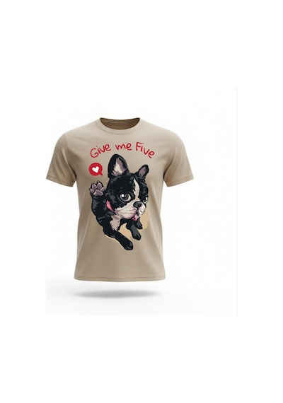 Urbantrendstore Unisex Pet Köpek Temalı Oversize Fit Rahat Geniş Salaş T-shirt Günlük Tişört Bej