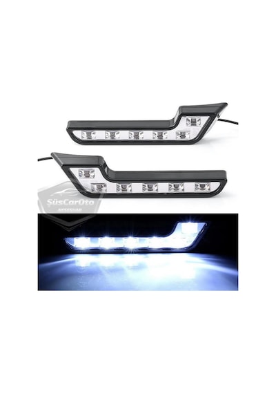 Üniversal 6 Led Mercedes Tip Gündüz Ledi Araba Gündüz Farı Araç Oto Drl Led Lamba Güçlü Işık 12v Su Geçirmez Beyaz 2 Adet 00 Şüscaroto Aksesuar