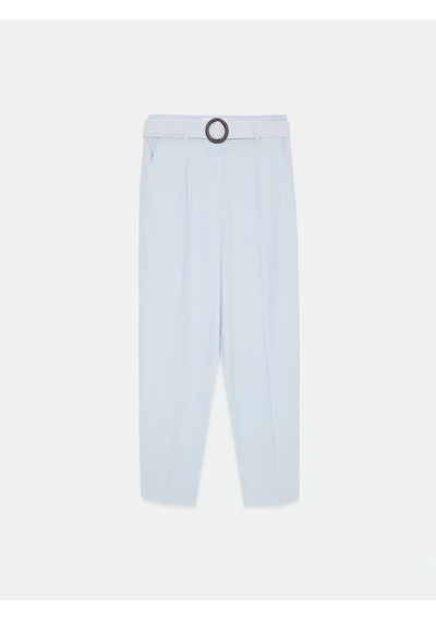 Dilvin 72735 Kemerli Pensli Pantolon-mavi