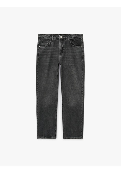Koton Pamuklu Cepli Vintage Straight Fit Jean Pantolon Antrasit 7wam40320nd