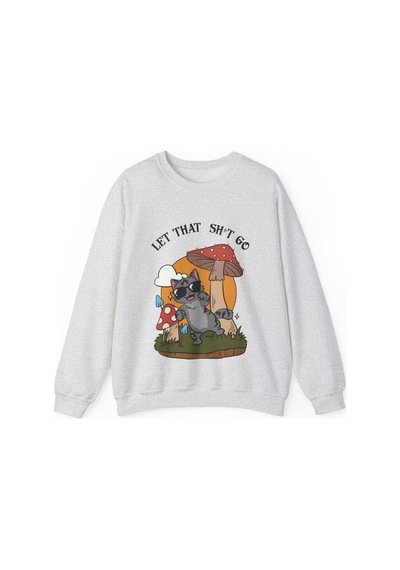 "bırak Gitsin Kedi" Baskılı Komik Ruh Sağlığı Sözlü Bisiklet Yaka Sevimli Kedi Mantar Desenli Motivasyonel Kedi Sever Öz Bakım Sweatshirt