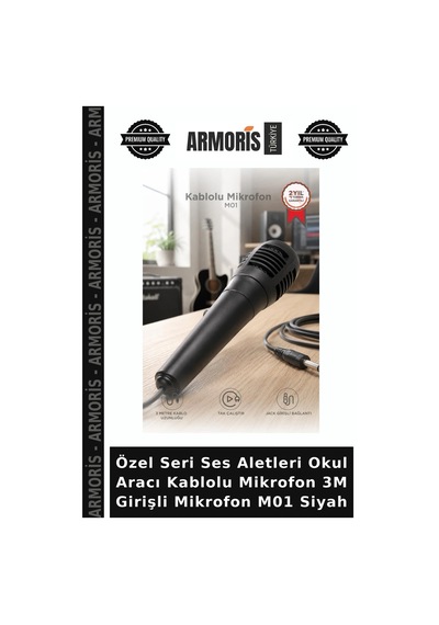 Özel Seri Ses Aletleri Okul Aracı Kablolu Mikrofon 3m Girişli Mikrofon M01 Siyah