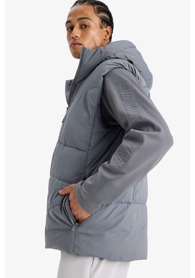 Defacto Defactofit Su İtici Regular Fit Kapüşonlu Fermuarlı Su Geçirmez Mont C6053ax25wngr311 Gri