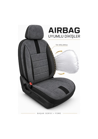 Opel Zafira 5 7 Kişi Oto Koltuk Kılıfı 2003-2011 Füme Başak Serisi Tay Tüyü Tam Set Füme