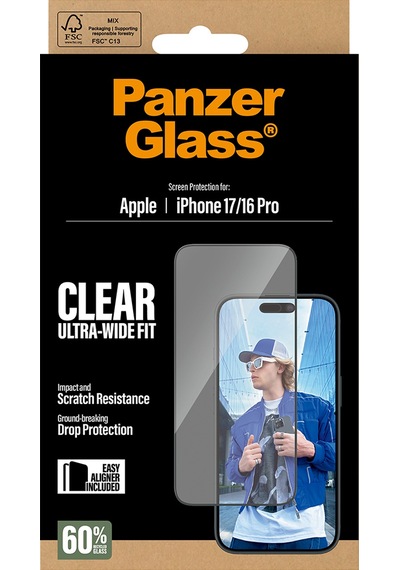 Panzerglass Apple Uyumlu iPhone 17 16 Pro Ultra wide Fit Çerçeve Aparatlı Ekran Koruyucu