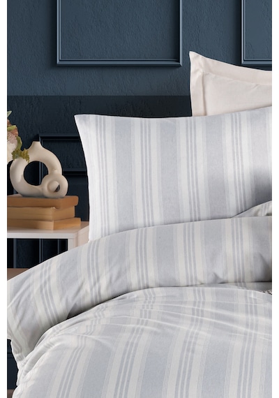 Eponj Home Sport Çizgili Nevresim Takımı Tek Kişilik Soft Line Gri Gri