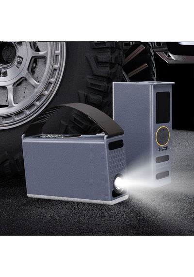Lenyes Lcı205 Ledli Araç Akü Acil Durum Takviye Güç Kaynağı Ve Hava Kompresörü 12v 100w 7200mah Gri