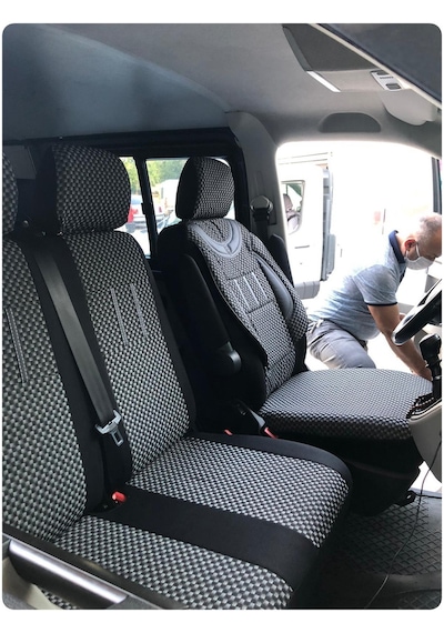 Hyundai Starex Uyumlu 2+1 Panelvan Koltuk Kılıfı - Füme - Siyah