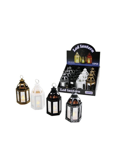 Led Lantern Sdr-lm-014 Altıgen Açık Kubbe Ramazan Led Işık Büyük Pilli Plastik Mix Renkli - 12'li Paket Diğer