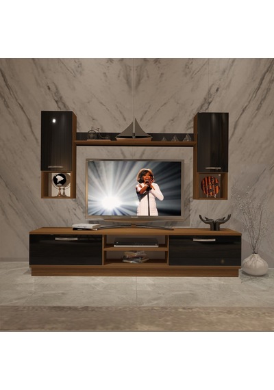 Decoraktiv Eko 5dab Slm Dvd Tv Ünitesi Tv Sehpası Ceviz - Siyah