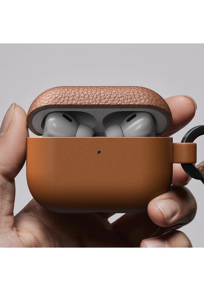 Apple Uyumlu AirPods Pro 3 Amazingthing Glamour Classique Serisi Deri Tasarımlı Kapak Kahverengi Kahverengi