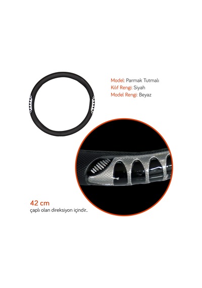 Pmx Geçmeli Direksiyon Kılıfı Fosforlu Siyah Beyaz 42 Cm Teq-007bk/sl Beyaz