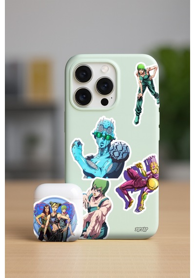 Jojo No Kimyou Na Bouken Part 6 Anime Telefon Laptop Yapışkanlı Folyo Sticker Paketi 25 Adet Çok Renkli