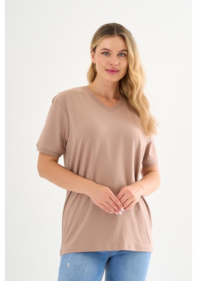 Pierre Cardin V Yaka Basic T-shirt Bej