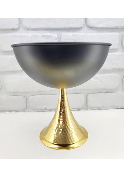 Decodelight Dekoratif Gold Dövmeli Ayak Siyah Mat Büyük Vazo 25cm Siyah - Gold