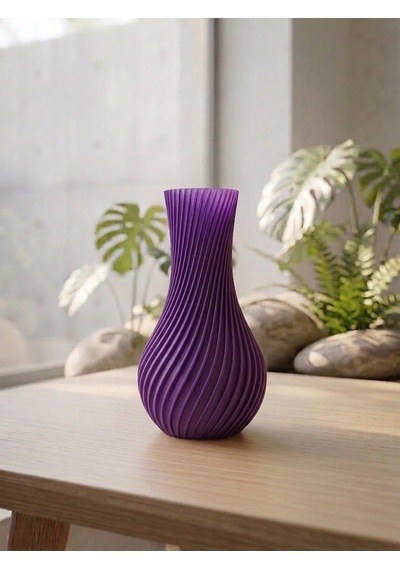 Dekoratif Vazo, 15 Cm, 3d Baskı Mor