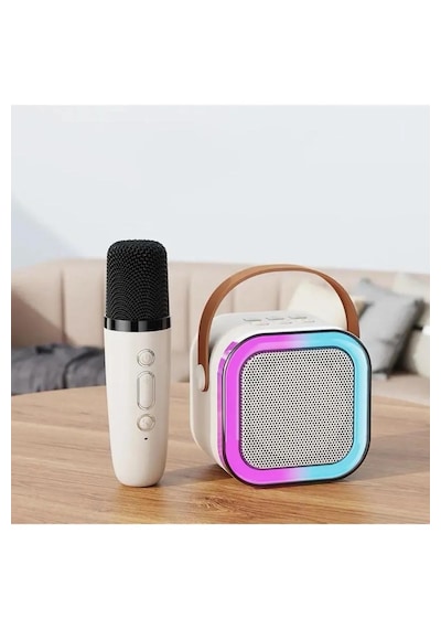 1adet Karaoke Hoparlör Kart/usb Mikrofon Işıklı Bluetooth Speaker