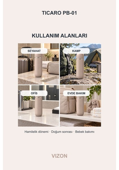 Tıcaro Pb-01 Portatif Taharet Şişesi, Manuel, 380 Ml, Haki