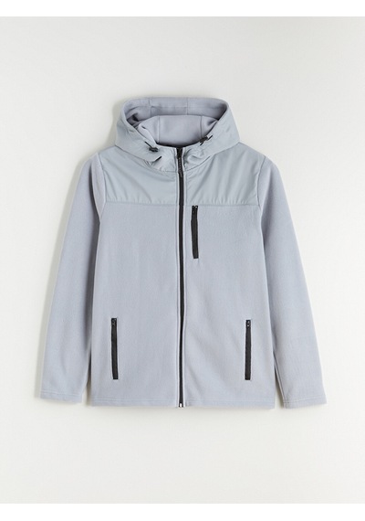 Lcwaıkıkı Classic Gri Kapüşonlu Polar Erkek Fermuarlı Sweatshirt