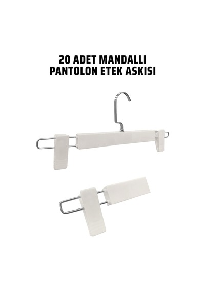 Pantolon Etek Askısı Plastik Abs 30 Cm Yüksek Kalite Mandallı Askı 20 Adet Diğer