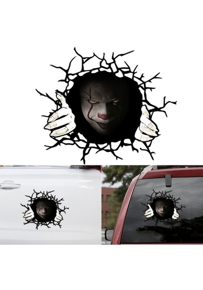 Korkunç Palyaço Sticker - Araba Oto Motosiklet Karavan Cam Sticker - 00107 15x12 Cm