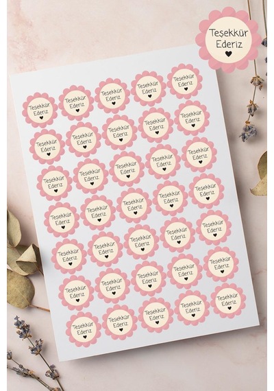Desenli Thank You Teşekkür Stickers Paketleme Çıkartma Pytkstk97