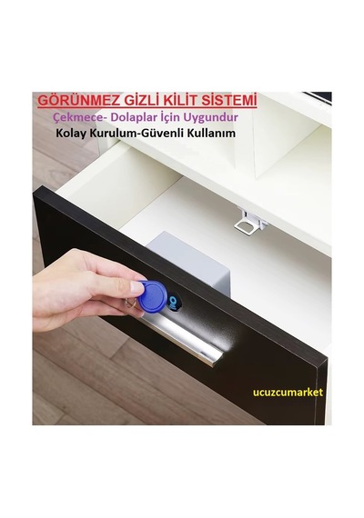 Dolap Ve Çekmece İçin Manyetik Anahtar Gizli Kilit Sistemi