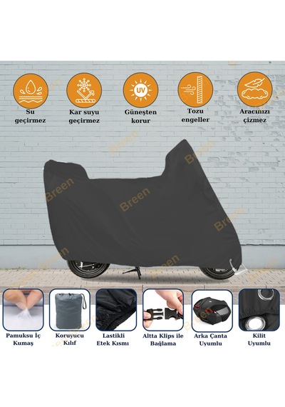 Siyah Arka Çanta Ve Kilit Uyumlu Beta Xtrainer Uyumlu Motor Brandası