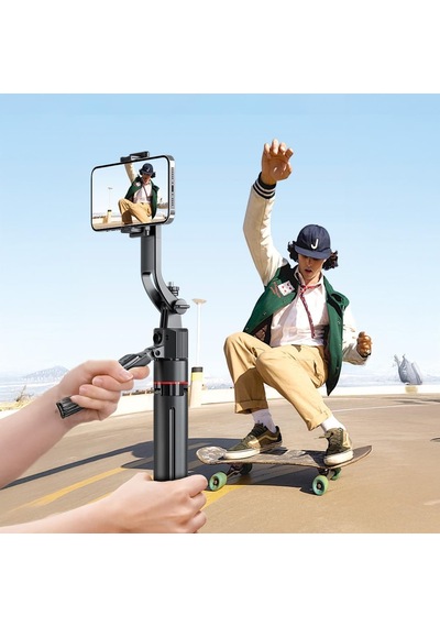 Tripod 360 Yüz Takipli Akıllı Gimbal Çok Amaçlı Kumandalı 1.76 Cm Selfie Çubuğu Tt07 Siyah Diğer