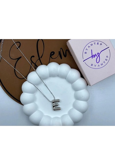Byantep Balon Harf Çelik Kolye E Harf Silver Gri