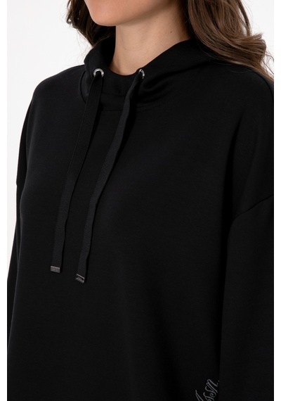 U.S. Polo Assn. Kadın Siyah Modal Karışımlı Kapüşonlu Sweatshirt 50313561-VR046