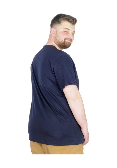 Mode Xl Büyük Beden T-Shirt Bis Yaka Black Series 22189 Lacivert 001