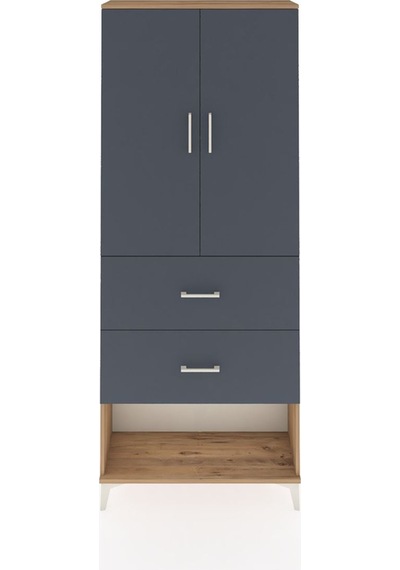Arges Dolap 2 Raflı 2 Çekmeceli 2 Kapaklı 88x30x221 Çam-antrasit Çam