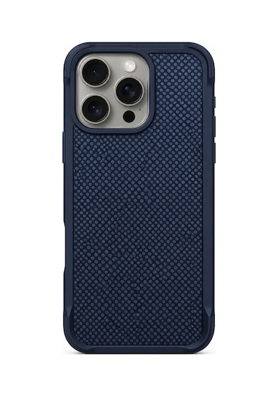İphone 15 Pro Max Uyumlu Magsafe Özellikli  Fiber Kaplamalı Fiber Telefon Kılıfı Mavi