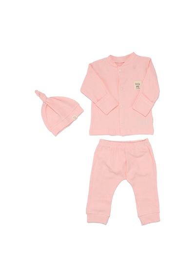 Bebegen Unisex Pembe Fitilli Düğümlü Bereli Little Me Kendinden Eldivenli 3'lü Takım Çok Renkli