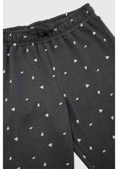 Panço Erkek Çocuk Dinazor Baskılı Pijama Takımı Antrasit
