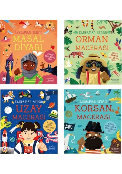 Kahraman Sensin Macerası 4 Kitap Masal Diyarı + Orman Macerası + Uzay Macerası + Korsan Macerası
