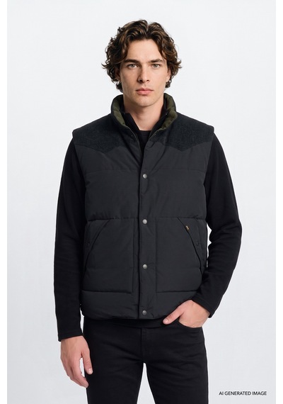 Lee Western Çift Taraflı Regular Fit Erkek Şişme Yelek Ld507064001 Siyah
