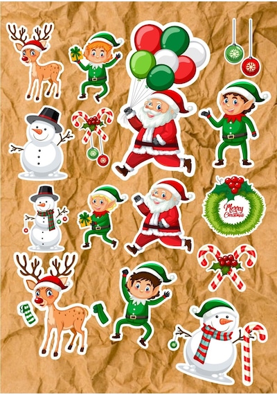 Yılbaşı Christmas 15 Adet Macbook Notebook Tablet Telefon Ajanda Laptop Defter Sticker Seti Diğer
